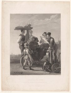 Leser fra en avis Leser nyhetene (tittel på objekt) av William Taylor (prentmaker)