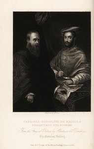 Portrett av Sebastiano del Piombo, italiensk maler fra høyrenessansen og tidlige maneristiske perioder, ca. 1485-1547, med kardinal Ippolito de