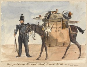 Pakkehesten min, den svarte slaven, lastet for marsjen, ca. 1854 (akvarell og blyant på papir)