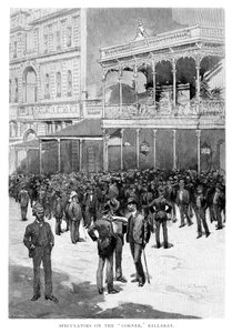 Spekulanter på hjørnet, Ballarat, Australia, 1886