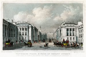 Waterloo Place og en del av Regent Street, Westminster, London, 1828.