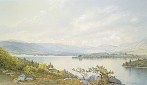 Squam Lake og Sandwich Mountains av William Trost Richards