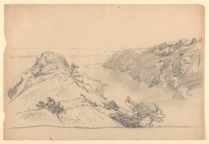 Studie for "Fra paradis til skjærsilden, Newport" av William Trost Richards