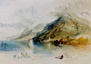 Chillon-slottet ved Genfersjøen, sett fra Villeneuve av Joseph Mallord William Turner