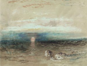 Solnedgang over havet med gurner av Joseph Mallord William Turner