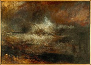 Stormfullt hav med brennende vrak av Joseph Mallord William Turner
