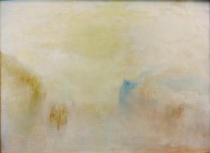 Soloppgang med en båt mellom nes av Joseph Mallord William Turner