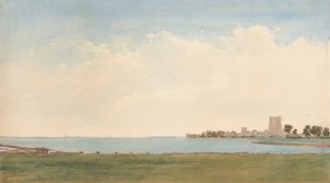 Porchester Castle: En utsikt fra Porchester Village ser over vannet til Portsmouth