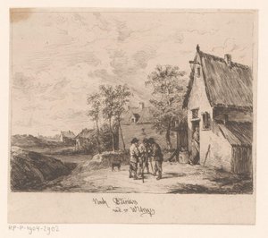 Tre menn foran et vertshus av William Unger