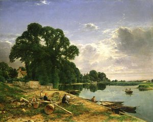 På Themsen, ca. 1870 (olje på lerret) av William W. Gosling