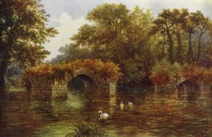 River Avon, Warwick Castle (farge litho)