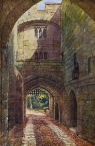 Warwick Castle: Gate House og Portcullis (farge litho)