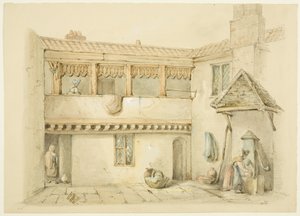 Barnstaple Almshouses, Old Market (blyant og akvarell på papir)