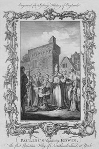 Paulinus døpte Edwin, den første kristne kongen av Northumberland, i York, 1773. av William Walker