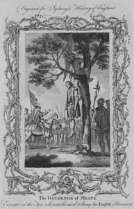 Guvernøren i Meaux henrettet på treet hvor han pleide å henge sine engelske fanger, 1773. av William Walker