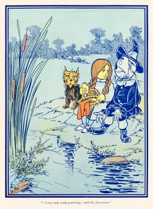 ??Jeg ble først laget i går,? sa fugleskremselet.? fra ?The Wonderful Wizard of Oz? av L. Frank Baum av William Wallace Denslow