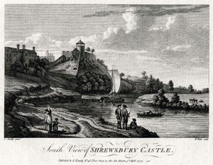 Sørutsikt over Shrewsbury Castle, Shropshire, 1777