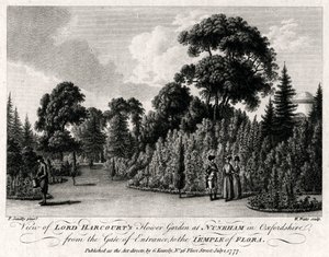 Utsikt over Lord Harcourts blomsterhage ved Nuneham i Oxfordshire, 1777