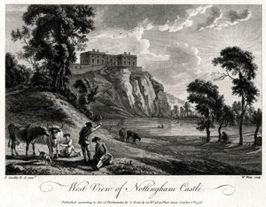 Vestutsikt over Nottingham Castle, Nottinghamshire, 1776