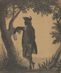 Ung mann lener seg mot et tre med en bok, ca. 1780-89. av William Wellings