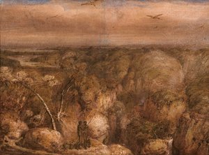 En fjernt utsikt over Port Bowen, fra Mount Westall av William Westall