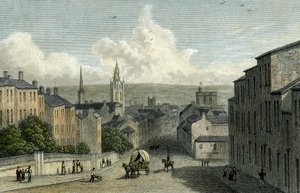 Newcastle fra Westgate Hill, gravert av Edward Finden, 1830