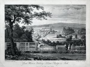 Great Western Railway, Kelston Bridge nær Bath, ca. 1835-40 (lito på papir) av William Weston Young