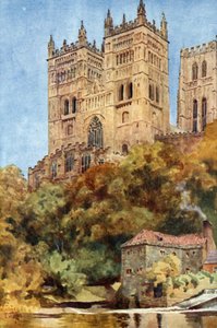 Durham, Western Towers (farge litho) av William Wiehe Collins