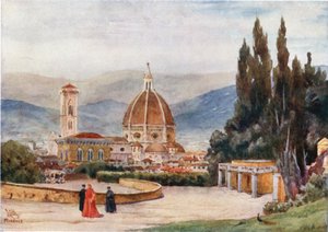 Firenze. Duomo, fra Boboli Gardens (farge litho) av William Wiehe Collins