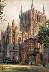 Hereford, North Transept (farge litho) av William Wiehe Collins