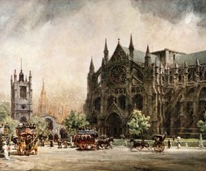 London, Westminster Abbey. The North Transept (farge litho) av William Wiehe Collins