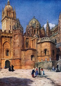 Salamanca, den gamle katedralen (farge litho) av William Wiehe Collins