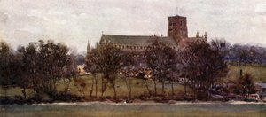 St. Albans fra murene til gamle Verulam (farge litho) av William Wiehe Collins