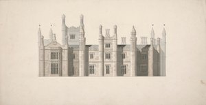 Forhøyning av et foreslått design for Cambridge Colleges av William Wilkins