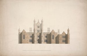 Forhøyning av et foreslått design for Cambridge Colleges av William Wilkins
