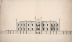 Forhøyning av et foreslått design for Cambridge Colleges av William Wilkins