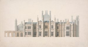 Forhøyning av et foreslått design for Cambridge Colleges av William Wilkins