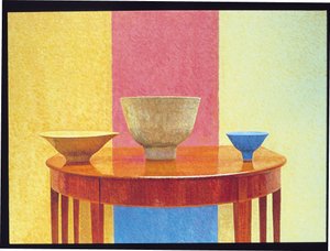 Stilleben, tre Lucie Rie-skåler av William Wilkins