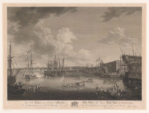 Utsikt over Deptford Shipyard (...) Utsikt over Royal Dock Yark ved Deptford (...) (tittel på objekt)