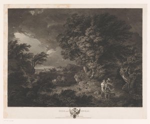 Stormfullt landskap med Dido og Aeneas Dido og Aeneas (tittel på objekt) av William Woollett