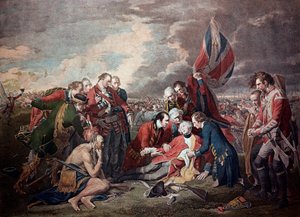 General James Wolfes (1727-1759) død i slaget ved Quebec City i syvårskrigen 13. september