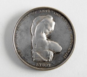 R.A. medalje tildelt George Frampton 10.12.1884 for den beste modellen av en figur (metall)