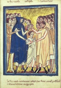 Joseph solgt av sine brødre, fra en bok med bibelbilder, ca. 1250