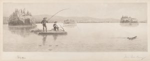 Uten tittel (Tømmerflåtefiske) av William de la Montagne Cary