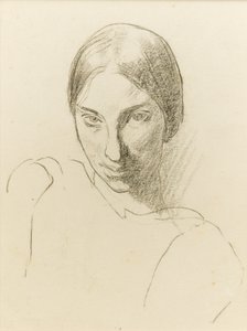 Selvportrett, ca. 1923 (svart kritt på papir)