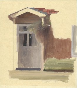 Inngangsdøren til Line Holt Farm House (olje over blyant på kalkerpapir)