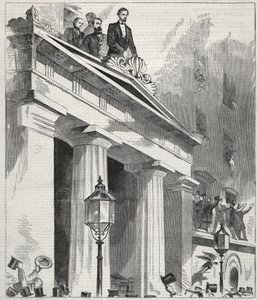 Abraham Lincoln, den utvalgte presidenten, talte til folket fra Astor House Balcony..., 1861. av Winslow Homer