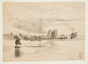 Strand ved lavvann, Cullercoats, England av Winslow Homer