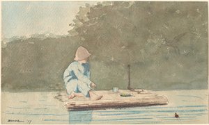 Gutt på en flåte av Winslow Homer