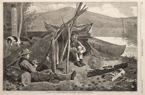 Camping ute i Adirondack-fjellene, 1874. av Winslow Homer
